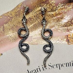 Vintage Elegant AB Crystal Embellished Coiled Serpentine Multitone Drop Earrings